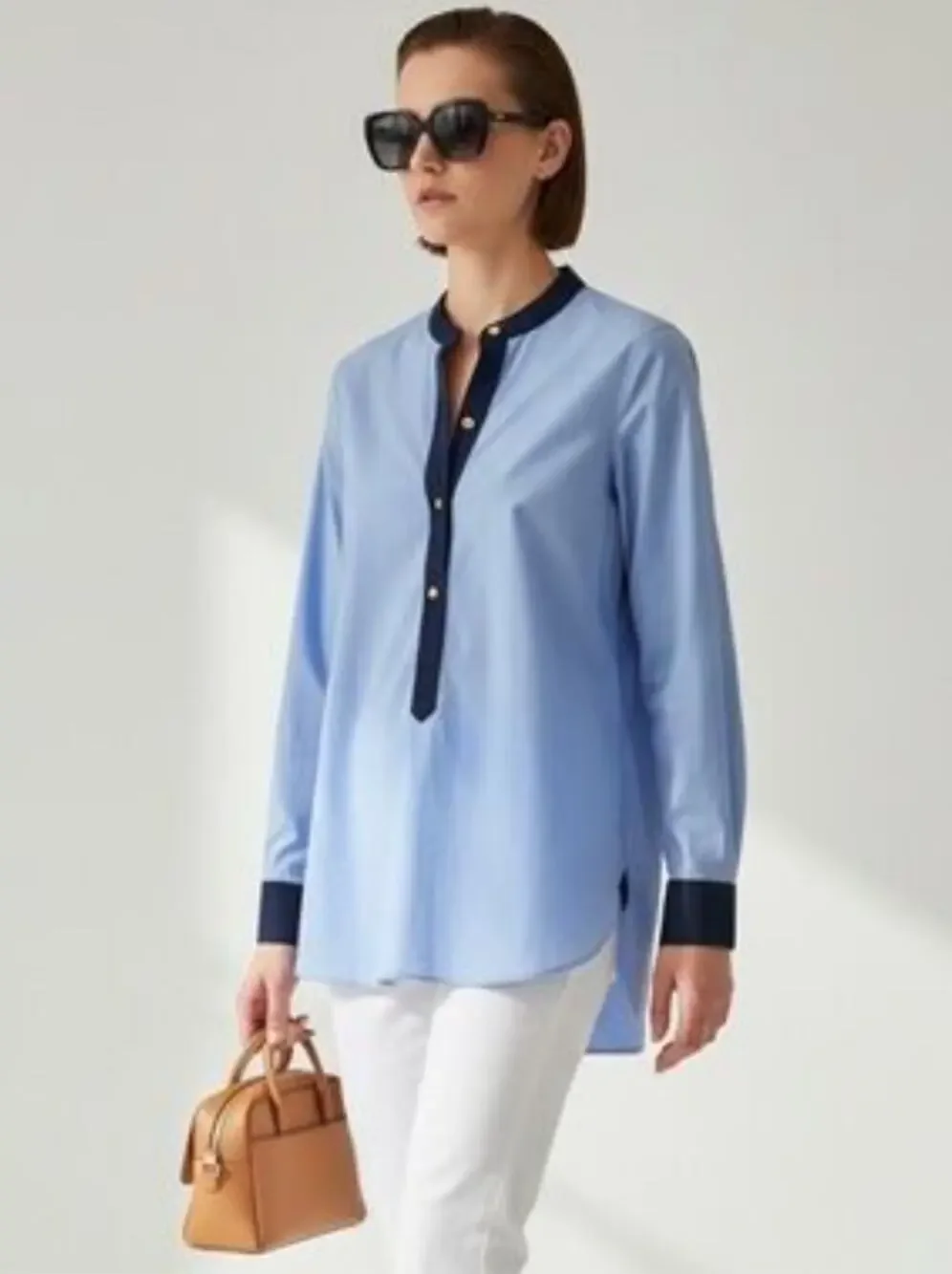 Tory Burch Blue Cotton Tunic Top US 4